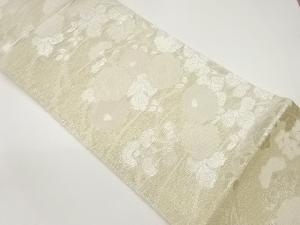紗 万寿菊に桔梗・花々模様織出し袋帯